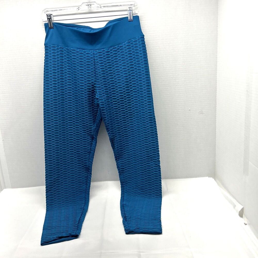 ViCherub Textured Tummy Control Ruched Butt Leggings Womens Size 2XL Teal Color